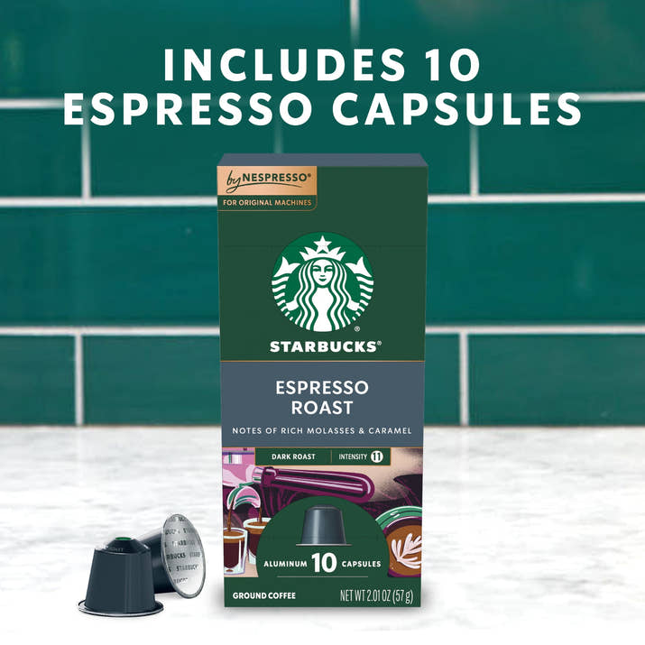 Starbucks by Nespresso Original Line, Espresso Roast, Dark Roast Nespresso Pods, 10 Count