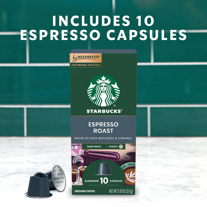 Starbucks by Nespresso Original Line, Espresso Roast, Dark Roast Nespresso Pods, 10 Count